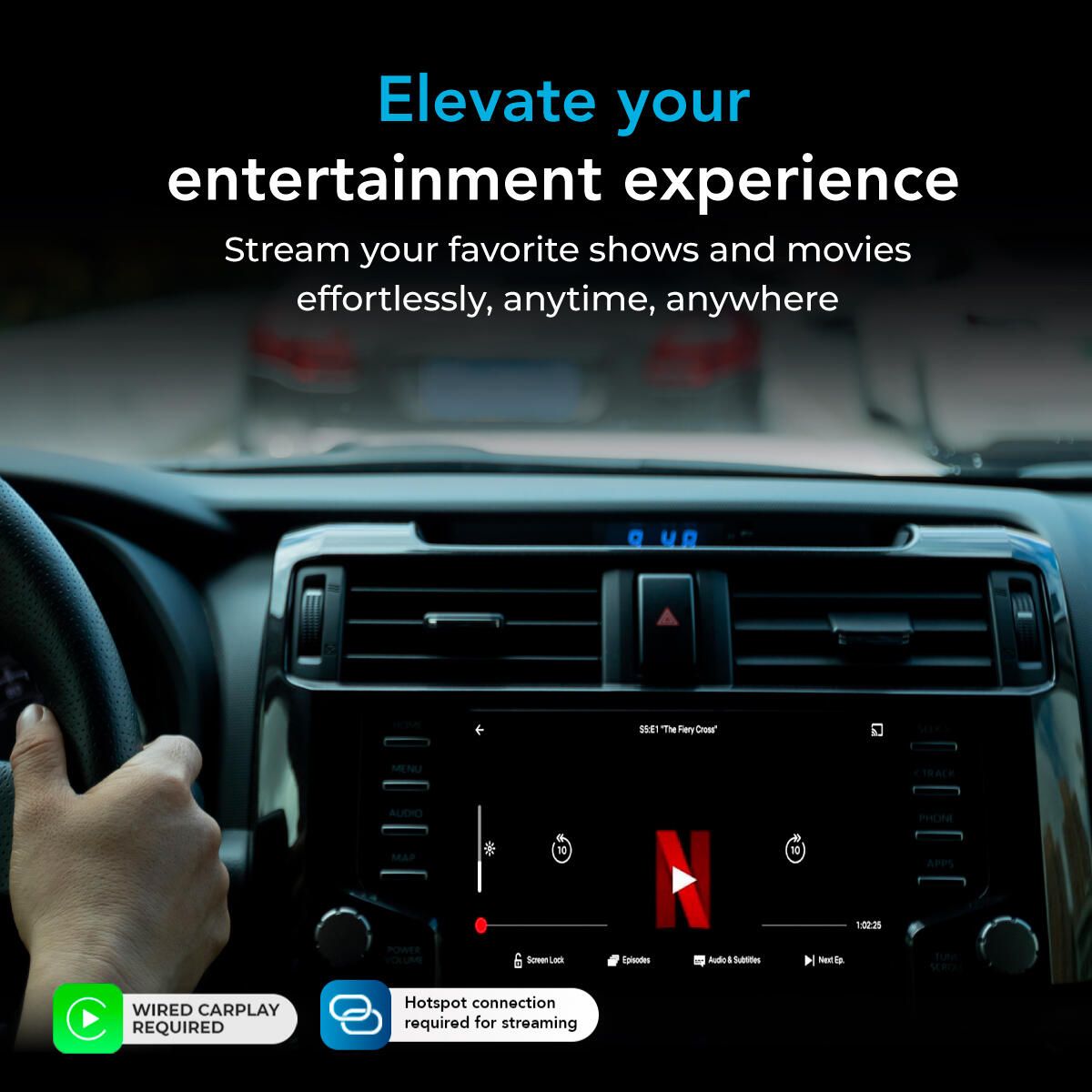 AutoSky AI Box Plus 2.0 Trådløs CarPlay & Android Auto Adapter